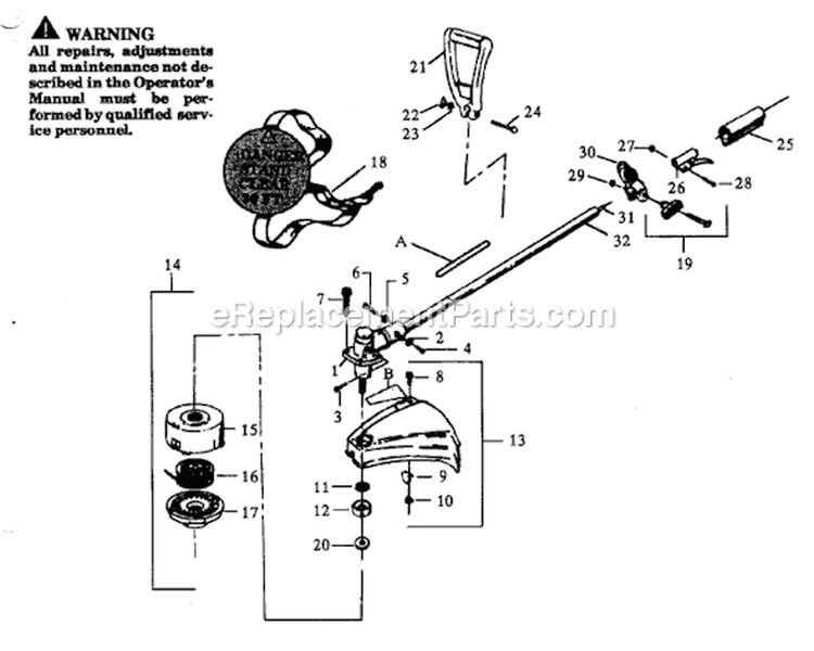 Page C Diagram and Parts List for YP145  Weed Eater Trimmer